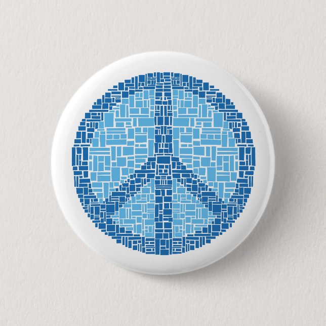 Peace Symbol (Blue) 6 Cm Round Badge (Front)