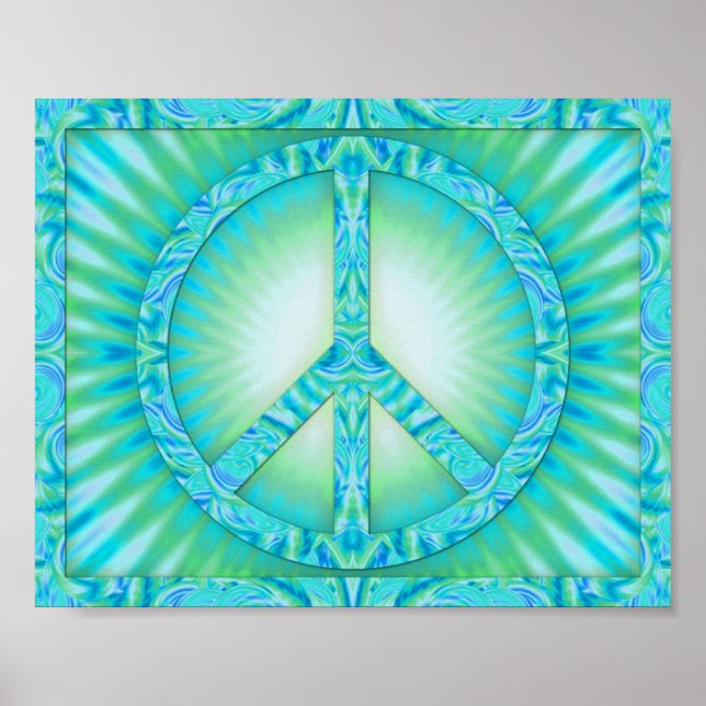 Peace Symbol Blue-Greens Poster (Front)