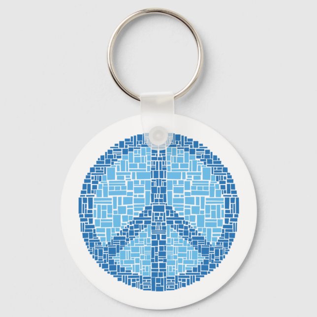 Peace Symbol (Blue) Key Ring (Front)
