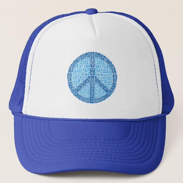 Peace Symbol (Blue) Trucker Hat (Front)
