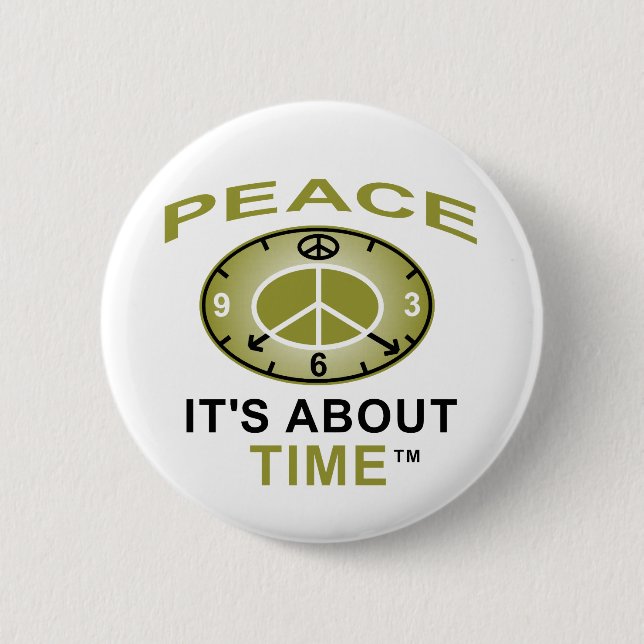 PEACE SYMBOL CLOCK Button (White) (Front)