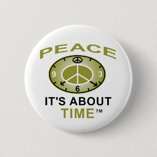 PEACE SYMBOL CLOCK Button (White)