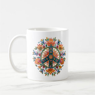 Peace Symbol Floral Design 13 Coffee Mug