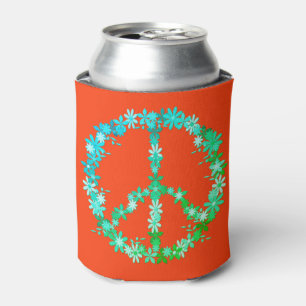 Peace symbol flower power can cooler