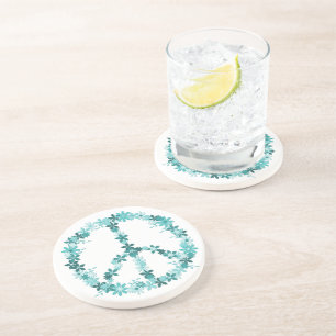Peace symbol flower power coaster