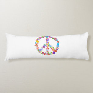 Peace Symbol Flower Power Colourful Design Body Cushion
