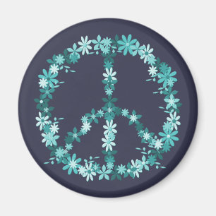 Peace symbol flower power magnet