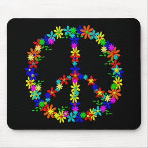 Peace Symbol Flower Power Mouse Mat