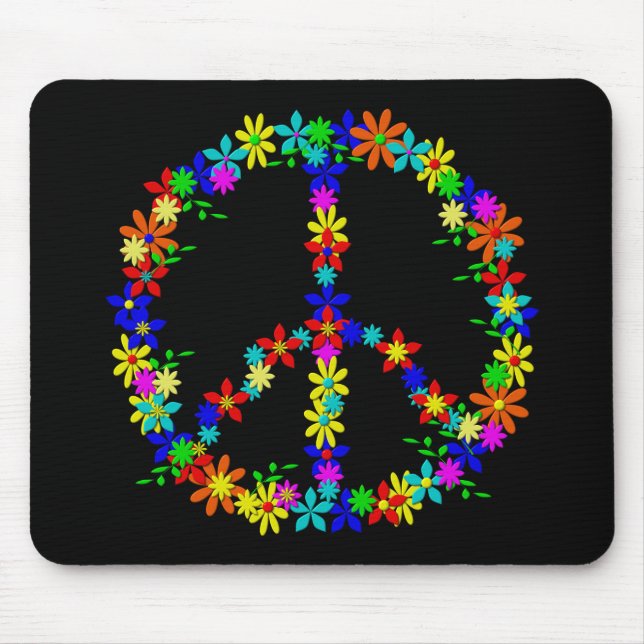 Peace Symbol Flower Power Mouse Mat (Front)
