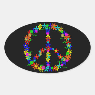 Peace Symbol Flower Power Oval Sticker