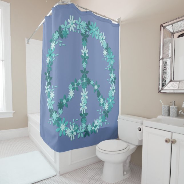 Peace symbol flower power shower curtain (In Situ)