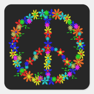 Peace Symbol Flower Power Square Sticker