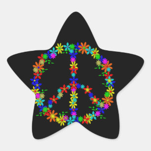 Peace Symbol Flower Power Star Sticker