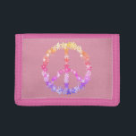 Peace symbol flower powern Rainbow colours Trifold Wallet<br><div class="desc">Peace sign, , peace symbols , cellular flower power, flowers and Personalised text , colourful flowers, peace symbol, The Peace Sign, baby shower, Baby Girl, pink, World peace or peace on Earth is an ideal state of freedom, peace, and happiness among and within all nations and people. I wish you...</div>