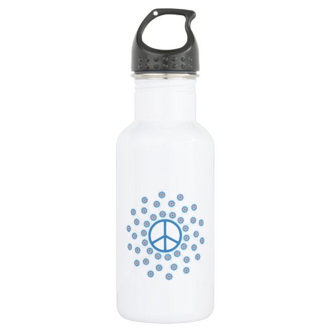 Peace Symbol Flowers 532 Ml Water Bottle (Front)