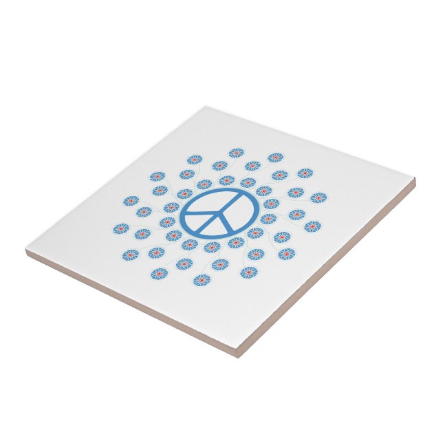 Peace Symbol Flowers Tile (Side)