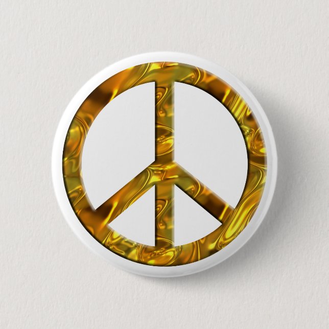 PEACE symbol - GOLD 6 Cm Round Badge (Front)