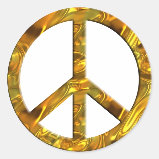PEACE symbol - GOLD Classic Round Sticker (Front)