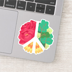 PEACE SYMBOL - Green Forest and Red Flowers