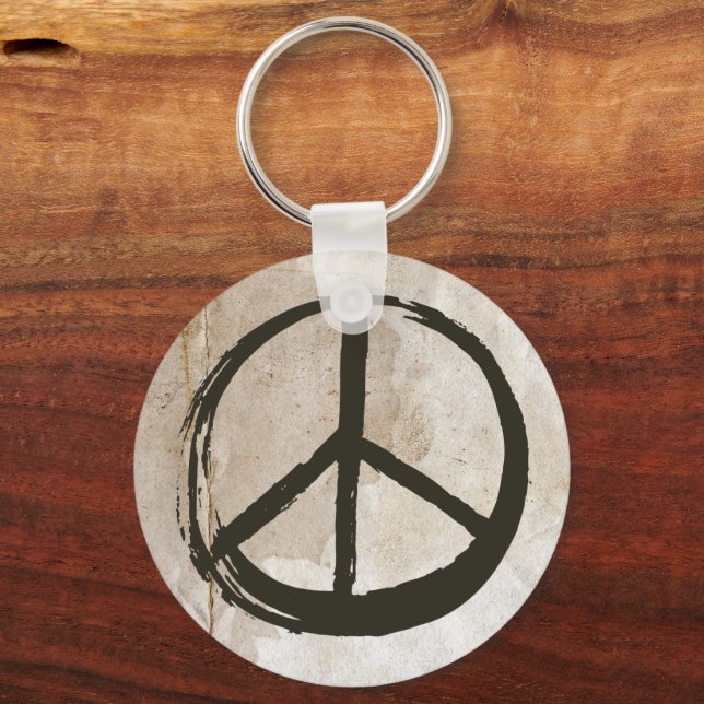 Peace Symbol Hippie Love 1960s Sign Mud Soiled Key Ring (Front)