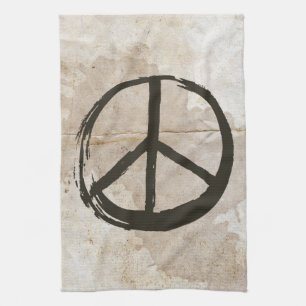Peace Symbol Hippie Love 1960s Sign Mud Soiled Kit Tea Towel