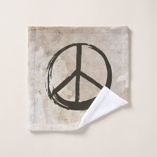 Peace Symbol Hippie Love 1960s Sign Mud Soiled Wash Cloth (Wash Cloth)