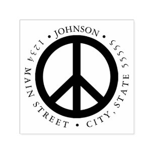 Peace Symbol Hippie Meditation Return Label Self-inking Stamp