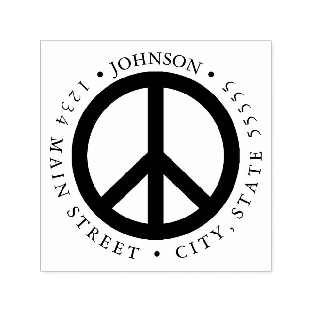 Peace Symbol Hippie Meditation Return Label Self-inking Stamp (Design)