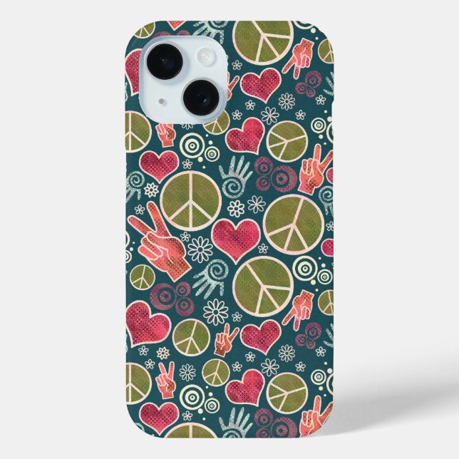 Peace Symbol Hipster Pacifism Sign Design Case-Mate iPhone Case (Back)
