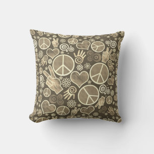 Peace Symbol Hipster Pacifism Sign Design Cushion