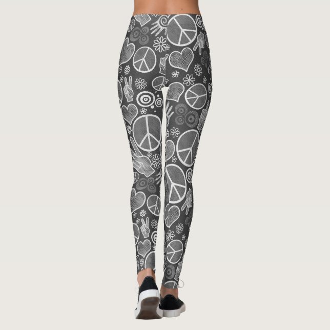 Peace Symbol Hipster Pacifism Sign Design Leggings (Back)
