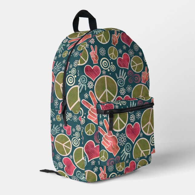 Peace Symbol Hipster Pacifism Sign Design Printed Backpack (Back Corner Left)