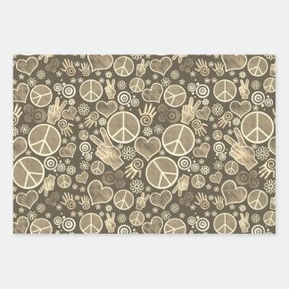 Peace Symbol Hipster Pacifism Sign Design | Sepia Wrapping Paper Sheet