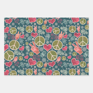 Peace Symbol Hipster Pacifism Sign Design Wrapping Paper Sheet