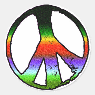 Peace Symbol in Rainbow Glitter Classic Round Sticker