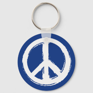 Peace Symbol on Blue Key Ring