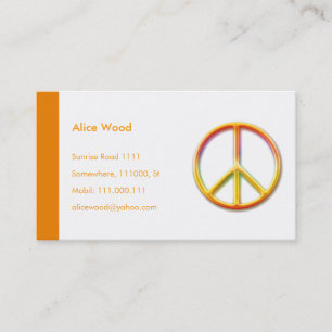 PEACE Symbol   Personal Business Card