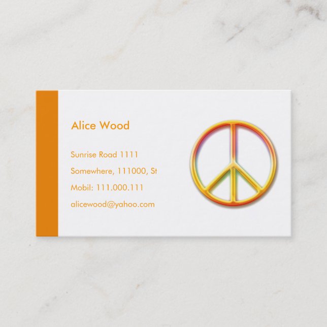 PEACE Symbol | Personal Business Card (Front)