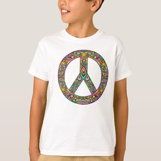 Peace Symbol Psychedelic Art Design T-Shirt (Front)