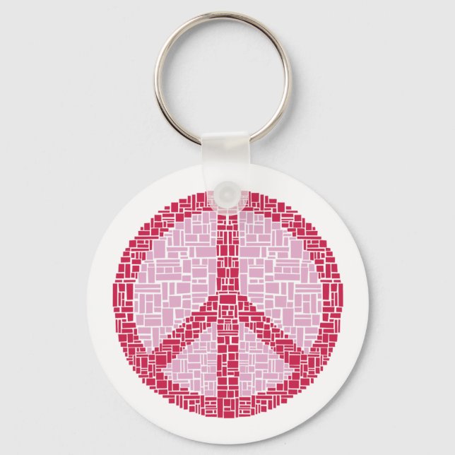Peace Symbol (Red) Key Ring (Front)