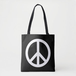 Peace symbol shoulder tote bag in custom colours