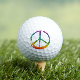 PEACE Symbol sign - 1960s No War Hippie Tie-Dye Golf Balls