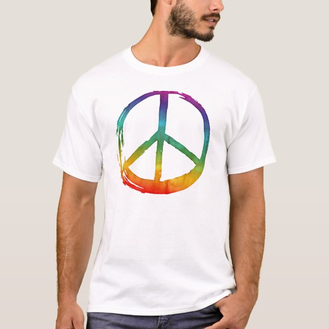 PEACE Symbol sign - 1960s No War Hippie Tie-Dye T-Shirt (Front)