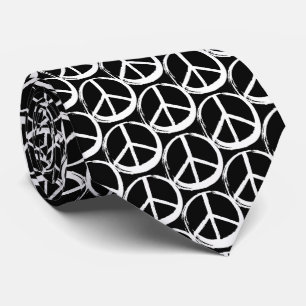 PEACE Symbol sign - 60s Hippie Elegant White Black Tie