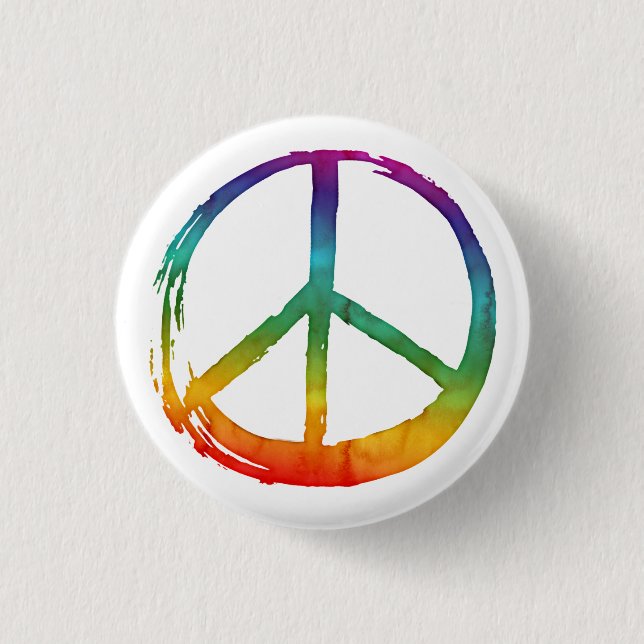 PEACE Symbol sign - Colorful Hippie Tie-Dye 3 Cm Round Badge (Front)