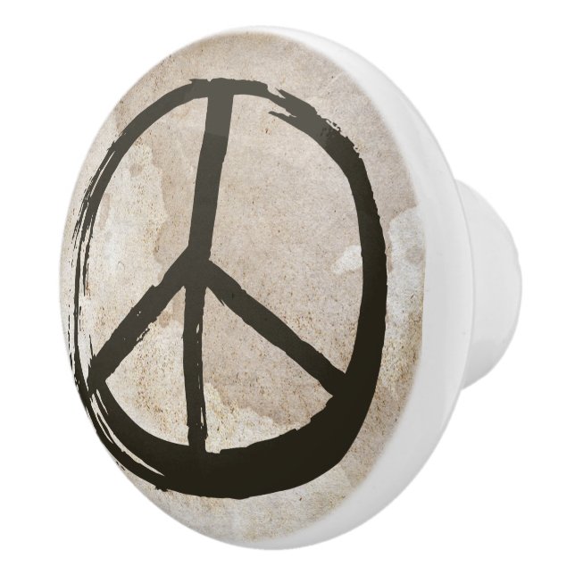 PEACE Symbol Sign Hippie Love 1960s  Brushed Ceramic Knob (Right)