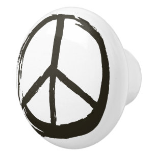 PEACE Symbol Sign Hippie Love Artistic Brushed Ceramic Knob