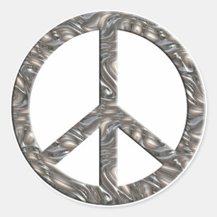 PEACE symbol  - SILVER Classic Round Sticker