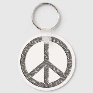 PEACE symbol - SILVER Key Ring