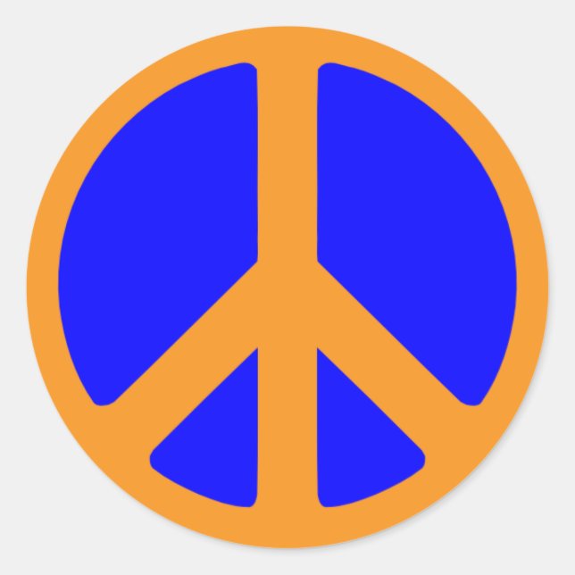 Peace Symbol sticker in blue and gold (Front)